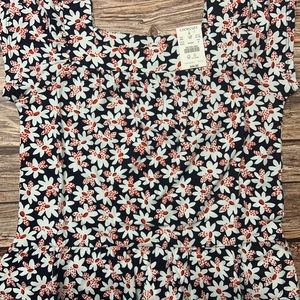 NWT CREWCUTS GIRLS' PRINTED SQUARE-NECK PEPLUM TEE